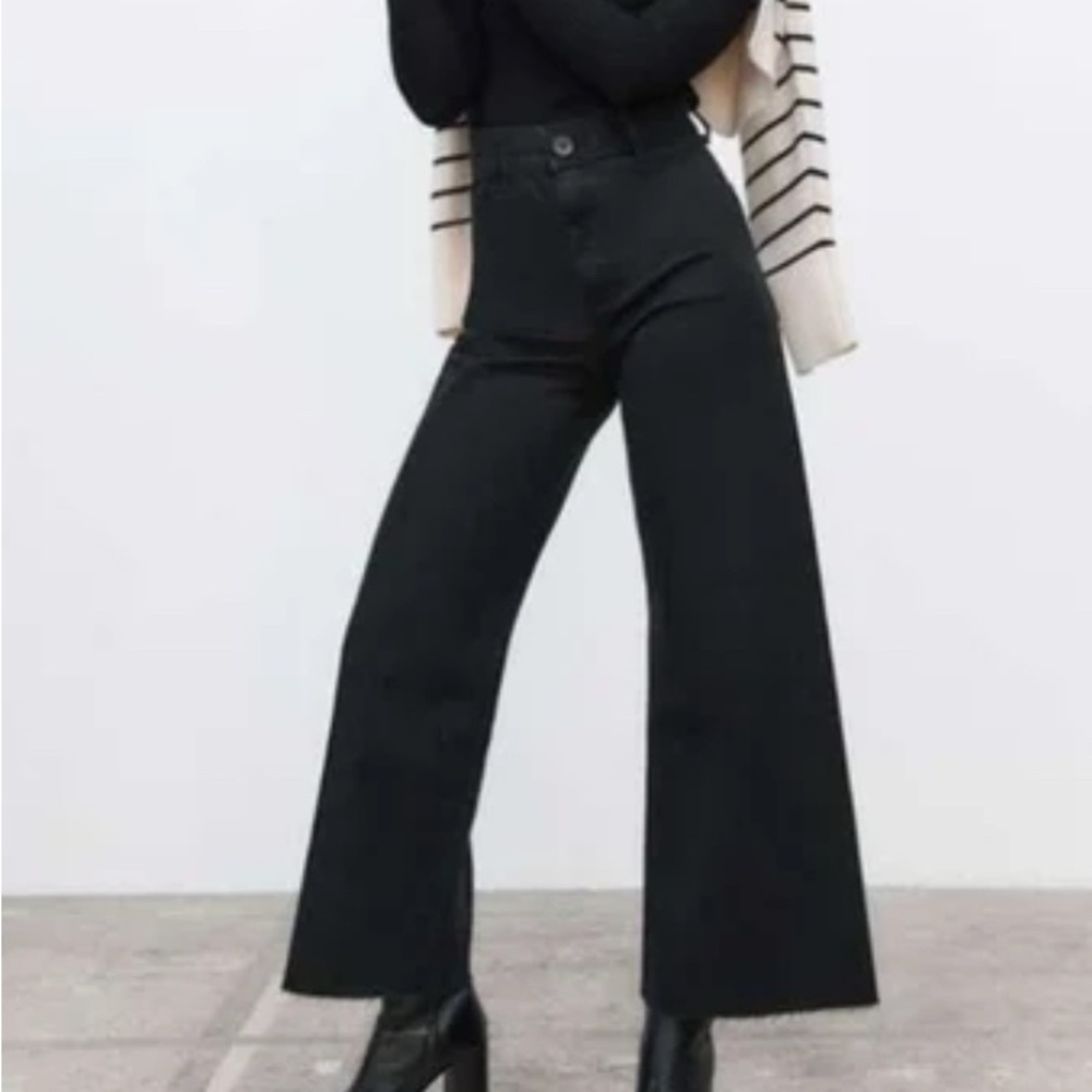 Zara Black Wide-Leg Women's Jeans